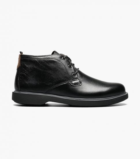 Florsheim Supacush Jr. Boys Plain Toe Chukka Boot - Black Tumbled - Click Image to Close