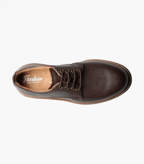 Florsheim Supacush Jr. Boys Plain Toe Oxford - Brown Tumbled - Click Image to Close