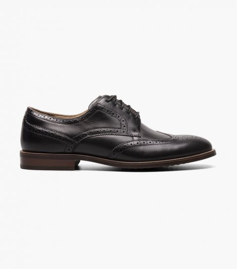 Florsheim Men's Rucci Wingtip Oxford - Black - Click Image to Close