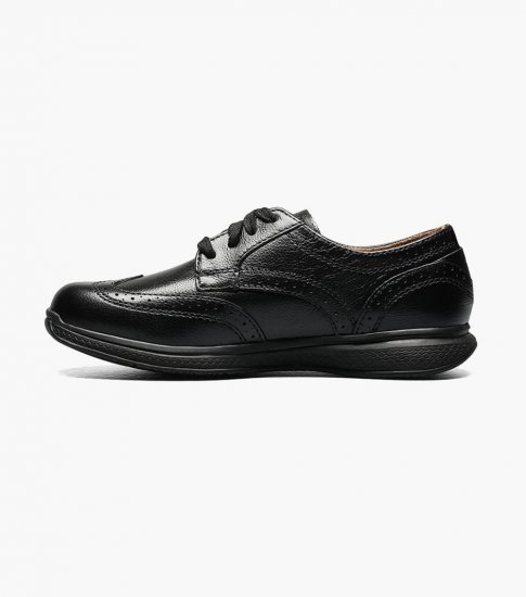 Florsheim Great Lakes Jr. Boys Wingtip Oxford - Black - Click Image to Close