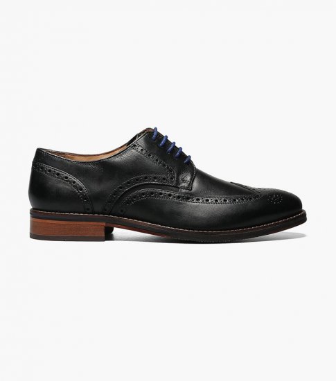 Florsheim Men's Salerno Wingtip Oxford - Black - Click Image to Close