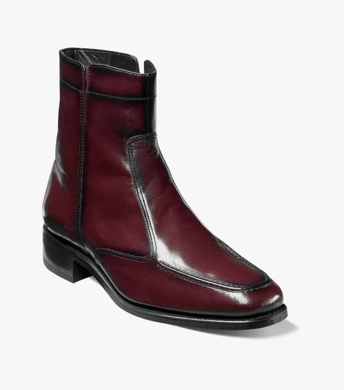 Florsheim Men's Essex Moc Toe Zipper Boot - Black Cherry - Click Image to Close