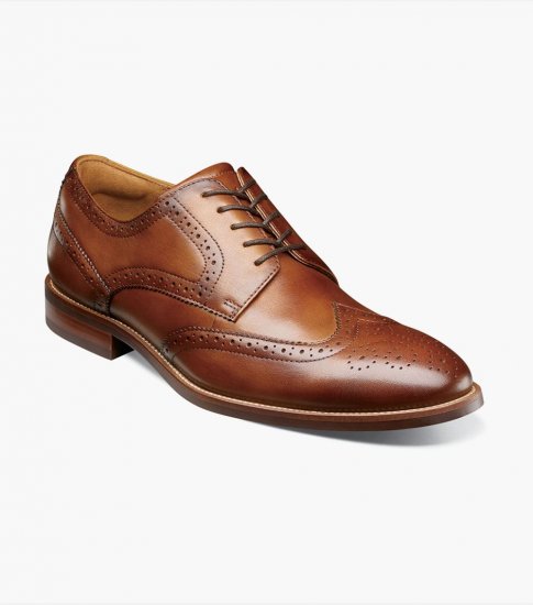 Florsheim Men's Rucci Wingtip Oxford - Cognac - Click Image to Close