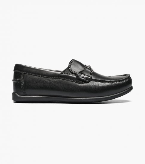 Florsheim Jasper Jr. Boys Moc Toe Bit Loafer - Black - Click Image to Close