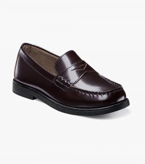 Florsheim Croquet Jr. Boys Moc Toe Penny Loafer - Burgundy