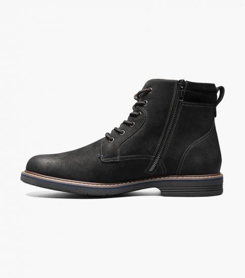 Florsheim Men's Norwalk Plain Toe Lace Up Boot - Black Nubuck - Click Image to Close