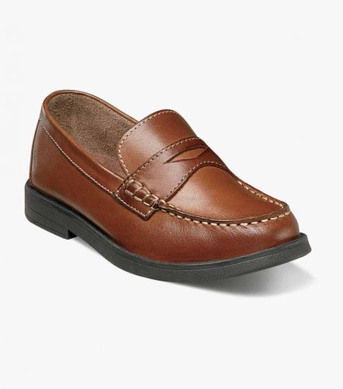 Florsheim Croquet Jr. Boys Moc Toe Penny Loafer - Saddle Tan - Click Image to Close