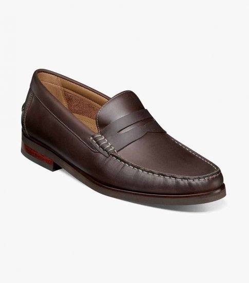 Florsheim Men's Berkley Flex Moc Toe Penny Loafer - Brown CH - Click Image to Close