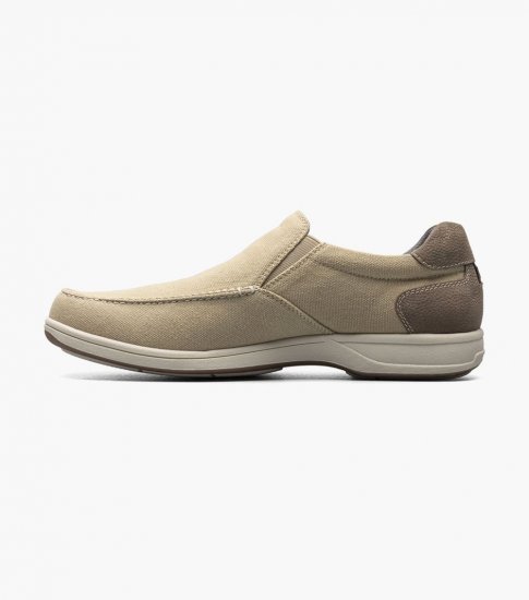 Florsheim Men's Lakeside Canvas Moc Toe Slip On - Sand Multi - Click Image to Close