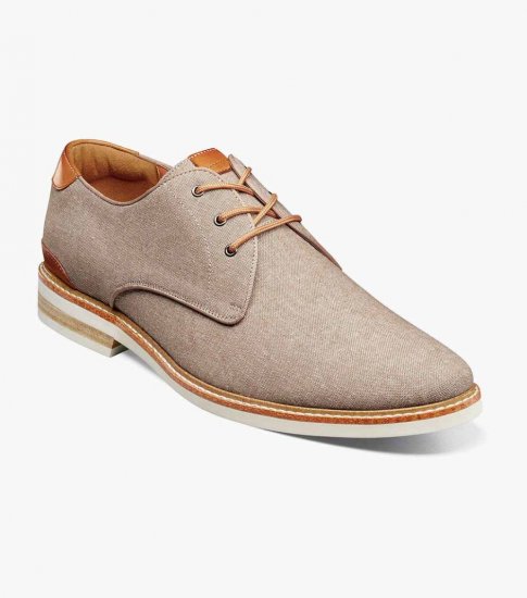 Florsheim Men's Highland Canvas Plain Toe Oxford - Sand - Click Image to Close