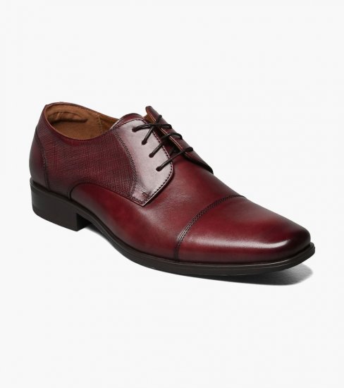 Florsheim Men's Jackson Cap Toe Oxford - Burgundy - Click Image to Close