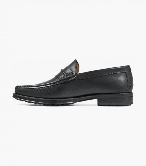 Florsheim Men's Palace Moc Toe Strap Loafer - Black - Click Image to Close