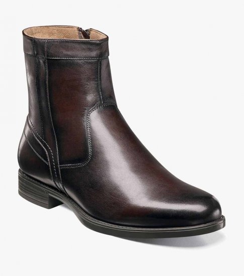 Florsheim Men's Midtown Plain Toe Zipper Boot - Brown - Click Image to Close