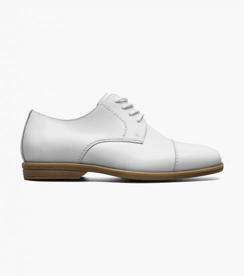 Florsheim Reveal Jr. Boys Cap Toe Oxford - White - Click Image to Close