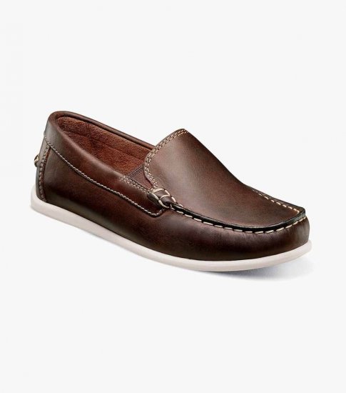 Florsheim Jasper Jr. Boys Moc Toe Venetian Loafer - Brown CH - Click Image to Close