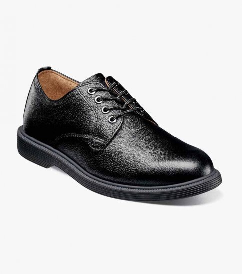 Florsheim Supacush Jr. Boys Plain Toe Oxford - Black Tumbled - Click Image to Close