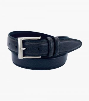 Florsheim Martin XL Pebble Grain Leather Belt - Navy