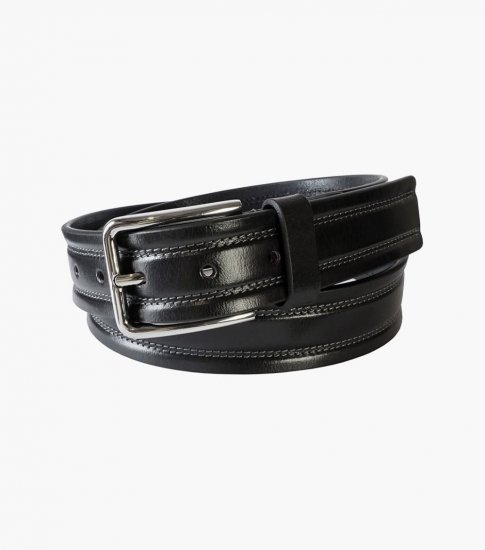 Florsheim Quinn Genuine Leather Belt - Black - Click Image to Close