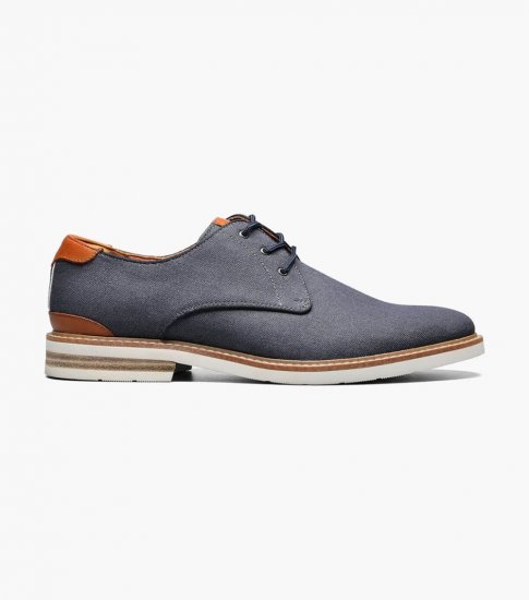 Florsheim Men's Highland Canvas Plain Toe Oxford - Navy - Click Image to Close