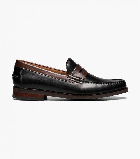 Florsheim Men's Berkley Flex Moc Toe Penny Loafer - Black and Brown - Click Image to Close