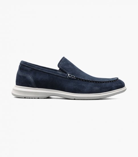 Florsheim Men's Hamptons Moc Toe Venetian Loafer - Navy Suede - Click Image to Close