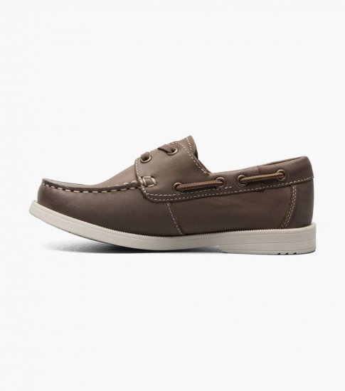 Florsheim Croquet Jr. Boys Moc Toe Boat Shoe - Brown CH - Click Image to Close