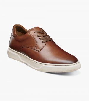 Florsheim Men's Premier Plain Toe Lace Up Sneaker - Cognac