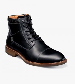 Florsheim Men's Lodge Cap Toe Lace Boot - Black CH