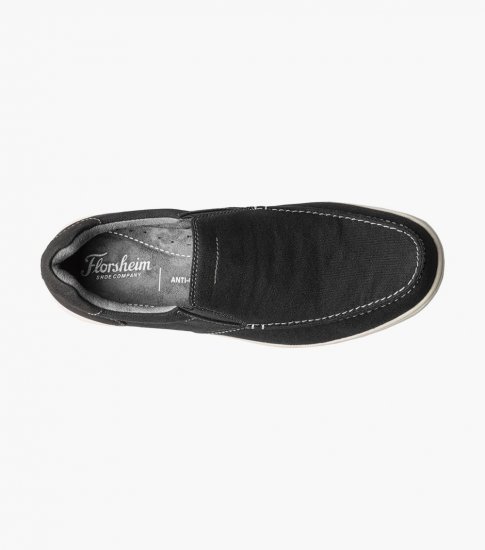 Florsheim Men's Lakeside Canvas Moc Toe Slip On - Black - Click Image to Close