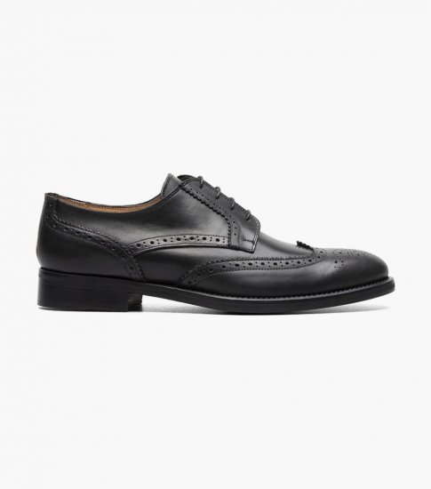 Florsheim Men's Russell Wingtip Perf Oxford - Black - Click Image to Close