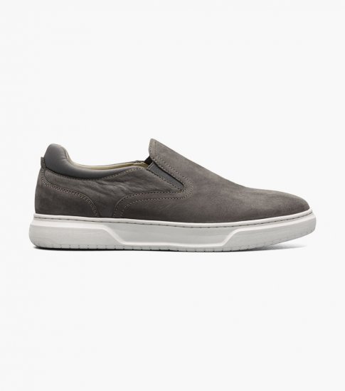 Florsheim Men's Premier Plain Toe Slip On Sneaker - Gray - Click Image to Close