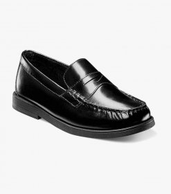 Florsheim Croquet Jr. Boys Moc Toe Penny Loafer - Black Florsheim Croquet Jr. Boys Moc Toe Penny Loafer - Black