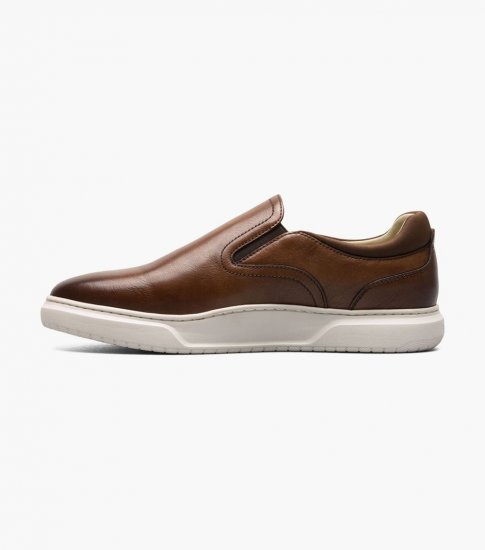 Florsheim Men's Premier Plain Toe Slip On Sneaker - Cognac - Click Image to Close