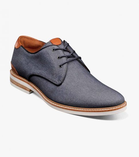 Florsheim Men's Highland Canvas Plain Toe Oxford - Navy - Click Image to Close