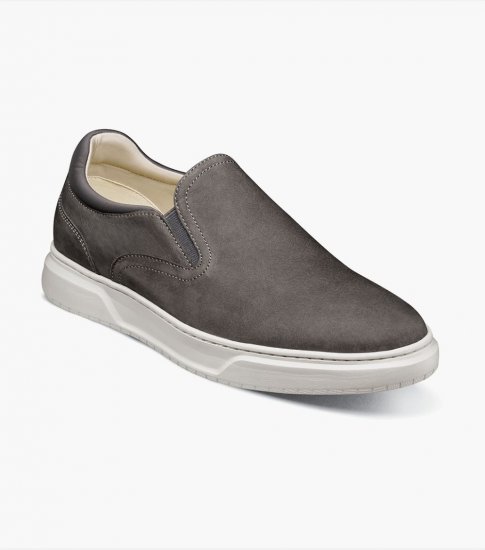 Florsheim Men's Premier Plain Toe Slip On Sneaker - Gray - Click Image to Close