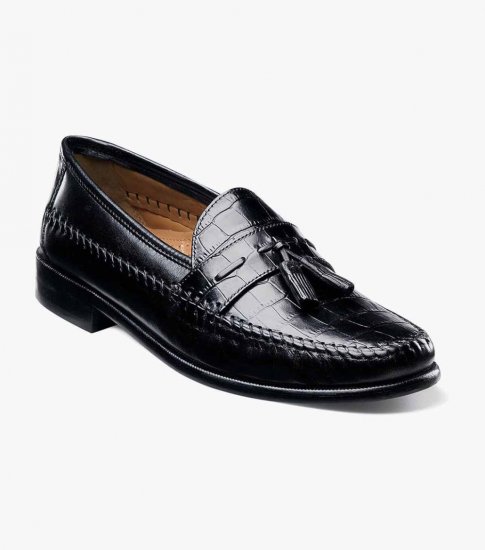 Florsheim Men's Pisa Moc Toe Tassel Loafer - Black - Click Image to Close