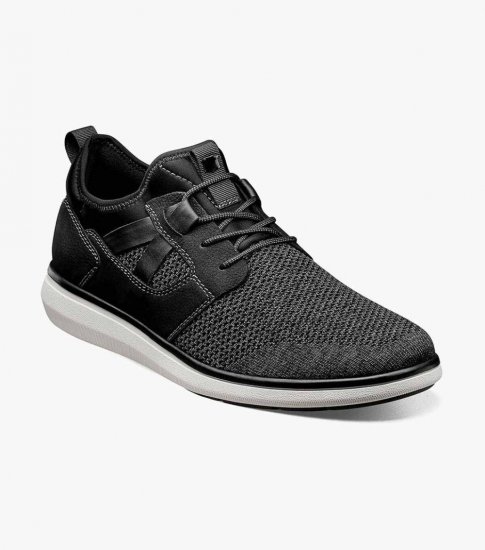 Florsheim Men's Venture Knit Plain Toe Lace Up Sneaker - Black - Click Image to Close