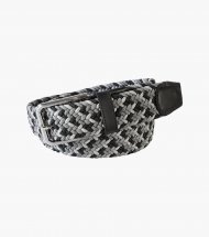 Florsheim Myles Woven Elastic Belt - Black w/White