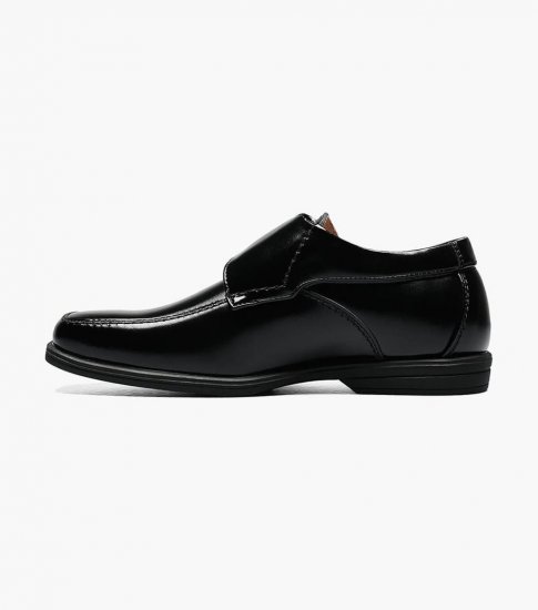 Florsheim Reveal Jr. Boys Moc Toe Monk Strap Oxford - Black - Click Image to Close