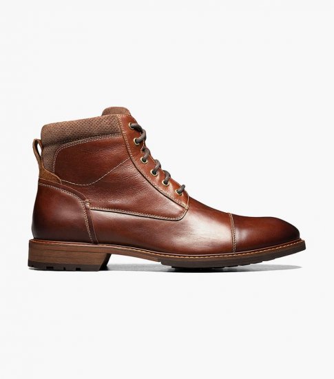 Florsheim Men's Lodge Cap Toe Lace Boot - Chestnut - Click Image to Close