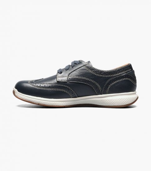 Florsheim Great Lakes Jr. Boys Wingtip Oxford - Navy - Click Image to Close