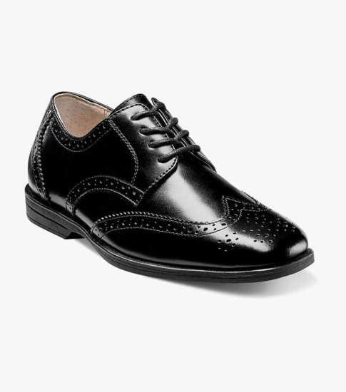 Florsheim Reveal Jr. Boys Wingtip Oxford - Black - Click Image to Close