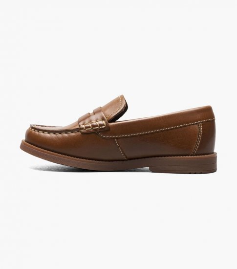 Florsheim Croquet Jr. Boys Moc Toe Penny Loafer - Cognac - Click Image to Close