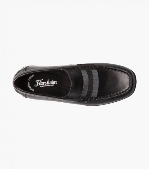 Florsheim Jasper Jr. Boys Moc Toe Strap Loafer - Black - Click Image to Close