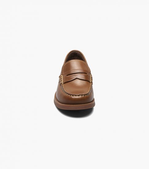 Florsheim Croquet Jr. Boys Moc Toe Penny Loafer - Cognac - Click Image to Close