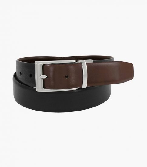 Florsheim Cain Genuine Italian Reversible Belt - Black and Brown - Click Image to Close