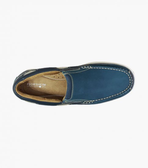 Florsheim Men's Lakeside Moc Toe Slip On - Navy - Click Image to Close