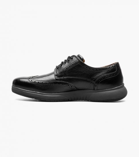 Florsheim Men's Flair Work Steel Toe Wingtip Oxford - Black - Click Image to Close