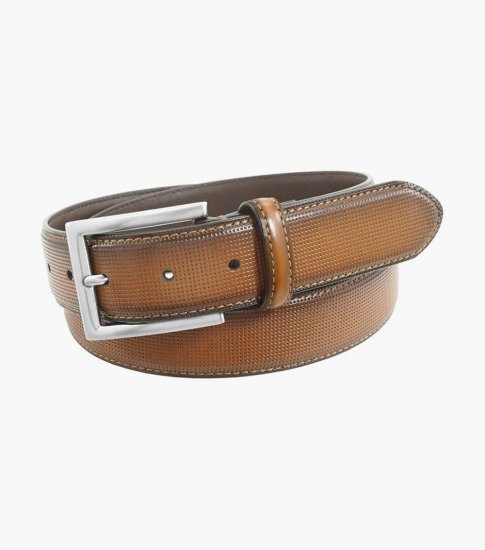 Florsheim Sinclair Perf Leather Belt - Cognac - Click Image to Close