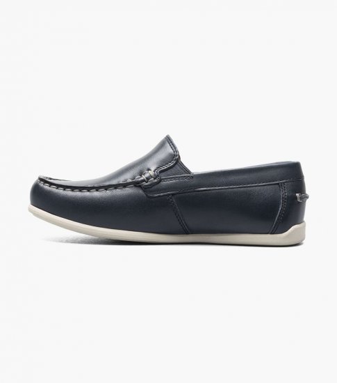 Florsheim Jasper Jr. Boys Moc Toe Venetian Loafer - Navy - Click Image to Close